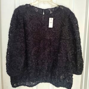 Express Elegant Black Petal Applique Formal Top Womens  XL NWT